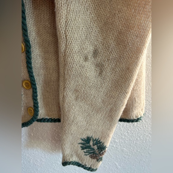 Vintage Orvis Wool Pine Foliage Embroidered Sweater Cardigan Womens S - Picture 6 of 9